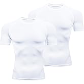 HYCOPROT Men's Compression Shirts Short Sleeve Athletic Workout T-Shirt Cool Dry Sports Baselayer Running Undershirts Tops