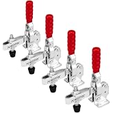 POWERTEC 4PK Toggle Clamp, 500 lbs Capacity, 12130 Quick Release Vertical Clamps w/Antislip Rubber Pressure Tip for Woodworking Jigs and Fixtures, Welding, Drill Press, Crosscut Sled (20335-P2)