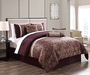 Amazon.com: 7 Piece Milano Jacquard Purple/Gold Comforter
