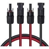 Renogy 20FT 12AWG Solar Panel Extension Cable with Female and Male Connectors, 20Ft. 12AWG, 1 Pair 20' 12 Gauge Red and Black