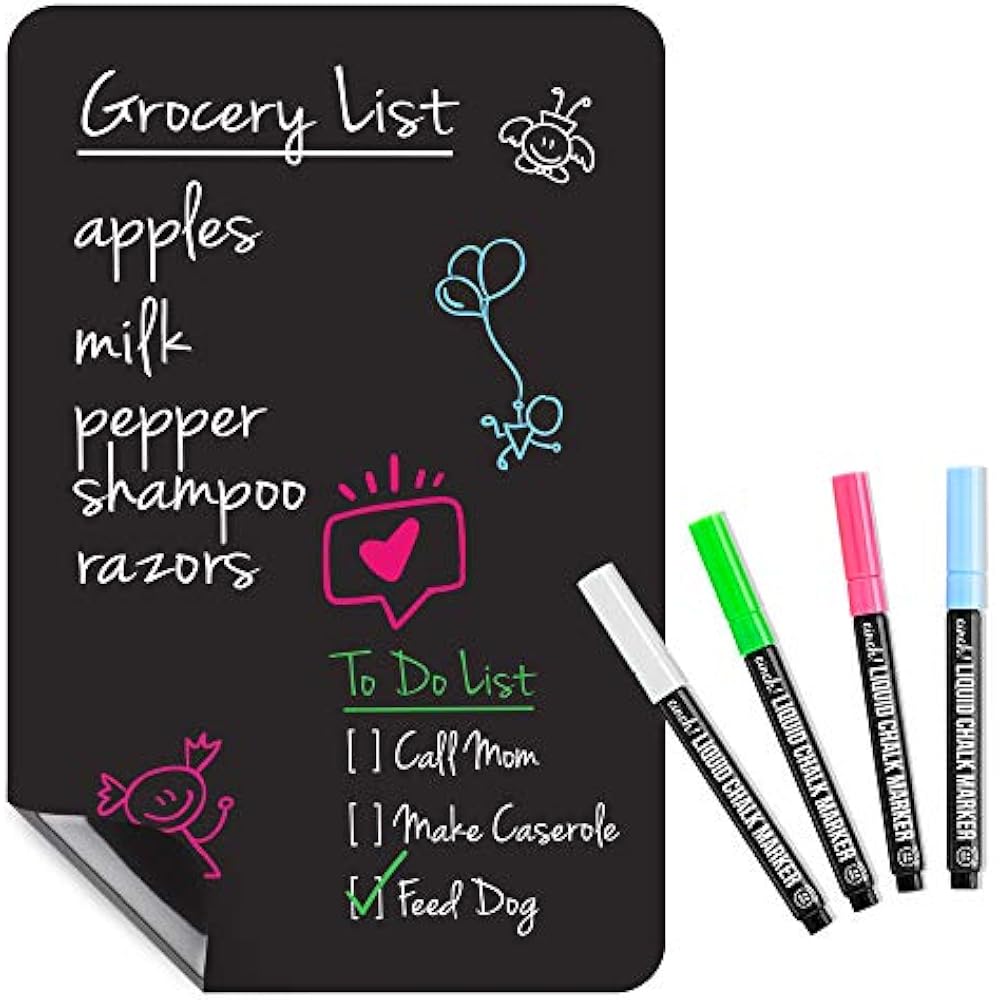 Magnetic Black Dry Erase Board For Fridge With Bright Neon Chalk magnetic-black-dry-erase-board-for-fridge-with-bright-neon-chalk