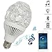 LED blue tooth light speaker, bluetooth light bulb speaker,RGB night light disco party ball lights, luz led, remote control holder, smart bulb, Blue, with Home Remote Control, Party-1PK