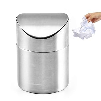 Stainless Steel Mi Ni Desktop Garbage Bin Portable Countertop