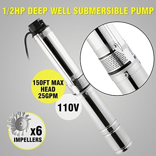 SMTHouse Deep Well Pump Well Water Pump Deep Well Pump 110V 1/2 HP 150ft 25GPM with 5ft Cord (0.5HP 110V)