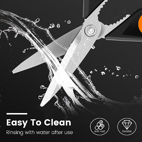 2 Pack Ultra Sharp Kitchen Scissors with Magnetic Holder, Heavy Duty Kitchen Shears Meat Scissors, Multifunctional Stainless Steel Cooking Poultry Scissors for Household School Picnic