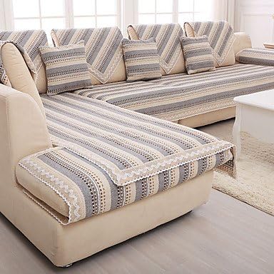 QTLI Cotton/linen slip sand four seasons hair fashion fabric sofa cushion-grey Plaid