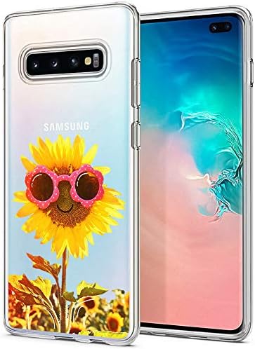 Heaofei Cool Sunflower Case for Samsung Galaxy S10 Plus Clear Design Transparent TPU Bumper Protective Case Cover for Samsung Galaxy S10+ 6.4inch