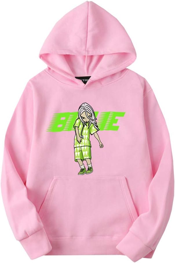 Fushimuma Unisex Billie Eilish Hoodie Music Fans Gift Long Sleeve Pullover Sweatshirt