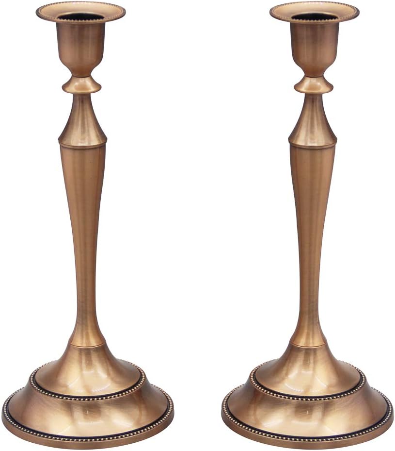 Viscacha Metal Candelabra Candlesticks Holder for Formal Events,Wedding,Church,Holiday Décor,Halloween Taper Candle Holder Stand Centerpiece Elegant Decoration Piece for Table,Set of 2,Copper