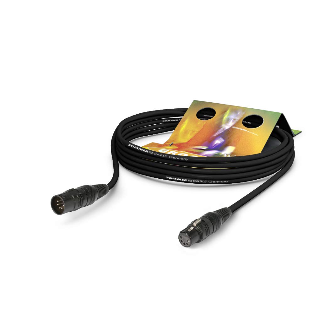 Sommer Cable AES/EBU - DMX512 110 Ohms SC-Binary 434 DMX512 XLR Male 5 Point Hicon HI-X5CM-M/XLR Female 5 Point Hicon HI-X5CF-M, Black (5m)