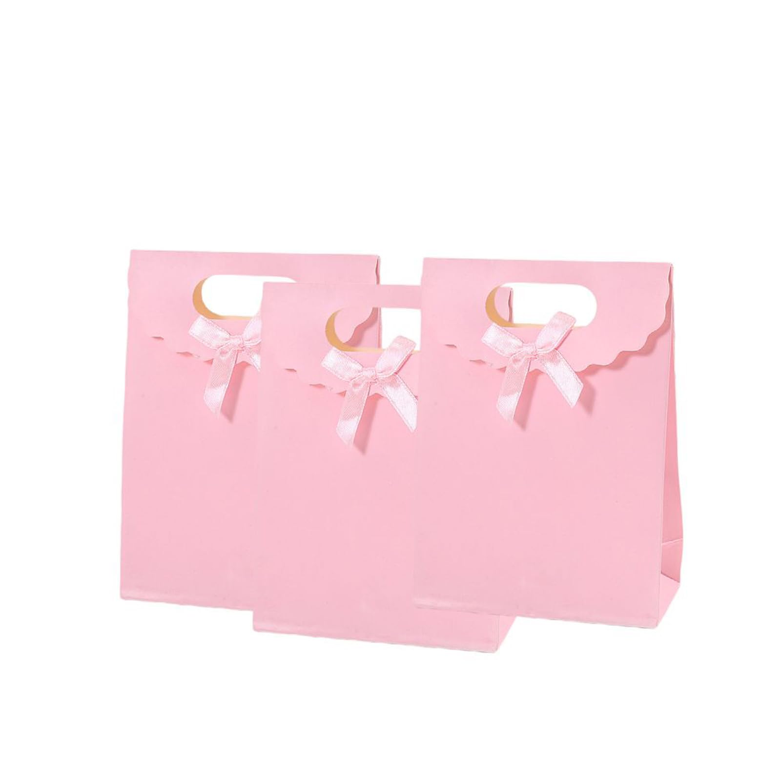 Photo 1 of 12pcs Pink Bow Gift Bags with Handles?Paper Flap Bags for Barbie Party Favors, Mothers Day, Weddings, Birthday Celebration, Baby Shower?Graduation?Valentine's Day?8.26×5.7×2.36inch