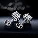 Outop Stud Earrings for Women18K White Gold Plated Round Cubic Zirconia Stainless Steel Anti-Allergy Earrings