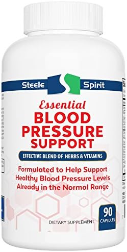 Blood Pressure Support Supplement - Natural Powerful Herbs & Vitamins to Help Support Healthy Blood Pressure Levels - 90 Capsules - by Steele Spirit