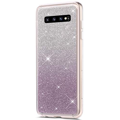Galaxy S10 Plus Case,Galaxy S10 Plus Cover,ikasus Ultra Thin Frosted Glitter Gradient Color Plastic Soft TPU Silicone Rubber Bumper Back Shockproof Case Cover for Samsung Galaxy S10 Plus (2019),Purple