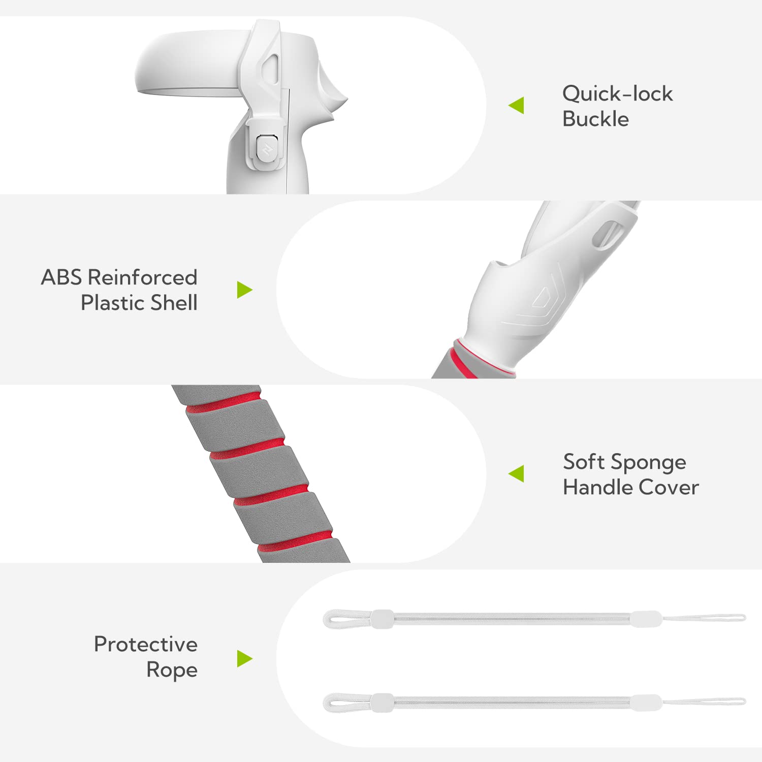 ZYBER Handle Attachments for Oculus Quest 2 Controller Accessories, VR Gorilla Tag Long Arms Grips for Meta Quest 2 Beat Saber Golf Club Baseball, Enhance VR Game Experience White