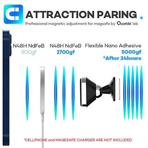 Quarble Dashboard Car Mount Compatible with Magsafe Charger(Black