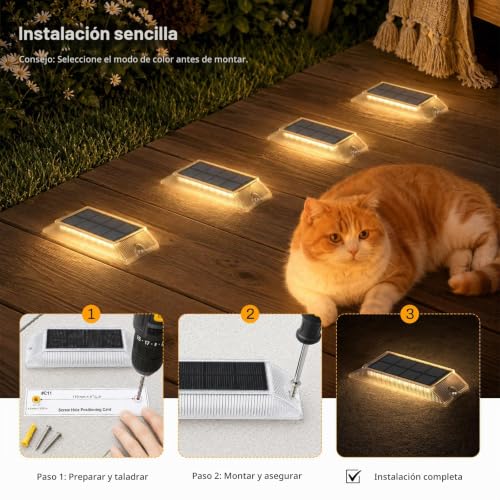 Lacasa Solar Lights LED Outdoor Garden Pack of 4, Waterproof Outdoor Solar Lamp for Garden, Path, Steps, Terrace, Driveway and Pool, LED 2 in 1 Warm White and Cool White