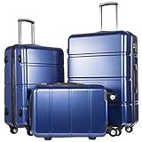 Coolife Luggage Expandable 3 Piece Sets PC+ABS Spinner Suitcase 20 inch 24 inch 28 inch