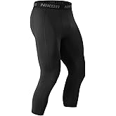 Niksa 3/4 Men's Compression Pants - Athletic Running Capri Tights Quick Dry Basketball Sports Leggings Gym Workout Base Layer