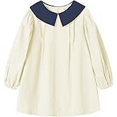 Mud Kingdom Girls Puff Dress Long Sleeve A-Lined Peter Pan Collar Bubble Sleeve Cotton 12 Months-7Y