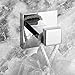 Leyden Polished Chrome Coat Hooks, Bathroom Silver Robe Hooks Towel Hanger Wall Mounted Square Modern Door Clothes