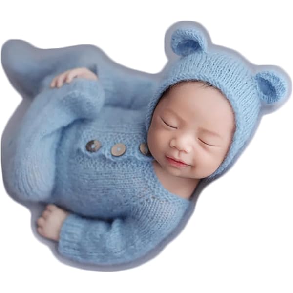 Costume d'ours pour photographie de nouveau-né, ballon tricoté, accessoires décoratifs, chapeau en peluche pour bébé, ensemble de combinaison, accessoires de prise de vue en Studio Photo 1501 Costume d'ours pour photographie de nouveau-né, ballon tricoté, accessoires décoratifs, chapeau en peluche pour bébé, ensemble de combinaison, accessoires de prise de vue en Studio Photo 1501
