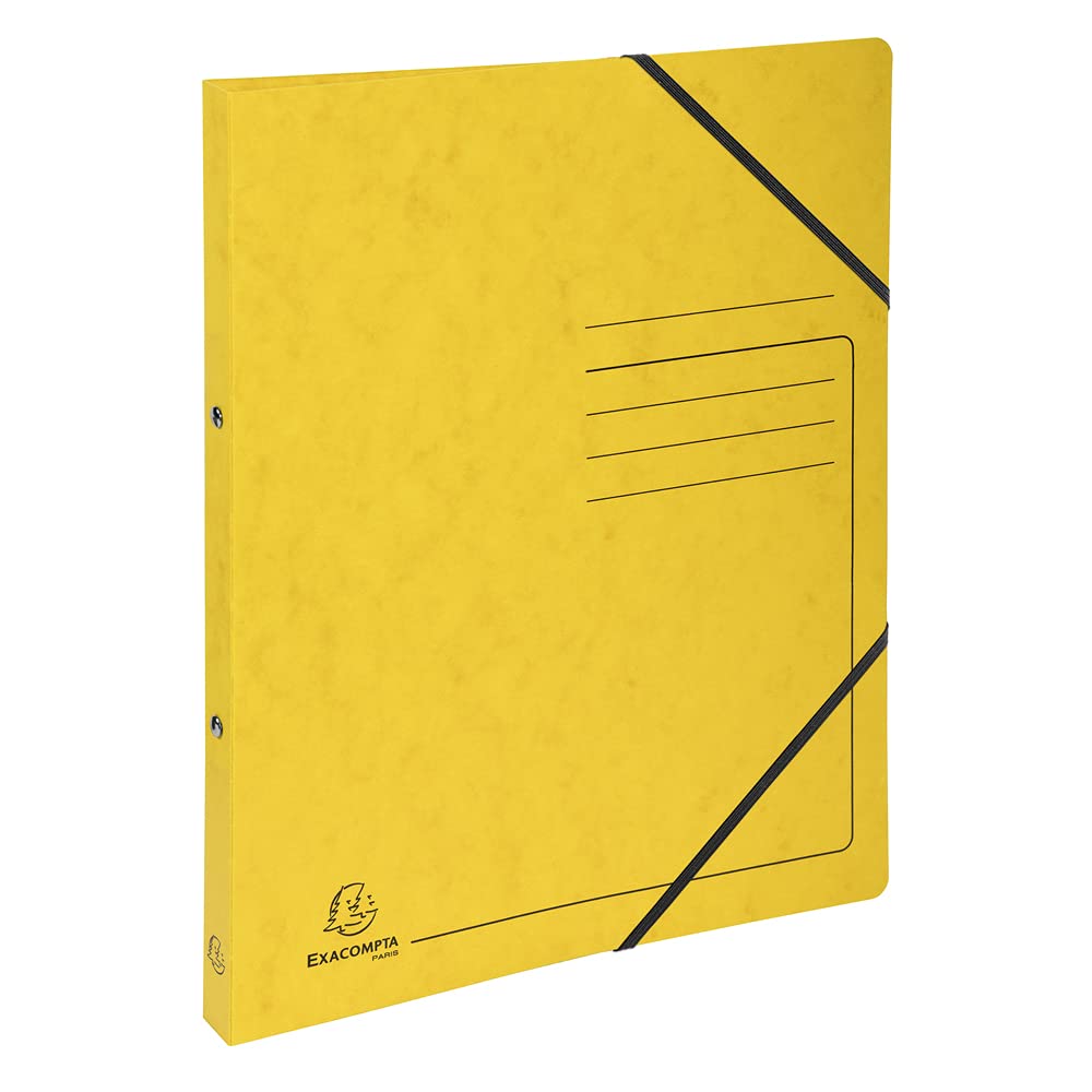 Exacompta - ref. 542559E - 1 Printed glossy card binder with rubber bands - 2 round rings 15 mm diameter - 20 mm spine - External dimensions: 32 x 25 cm - A4 file format - Colour: yellow