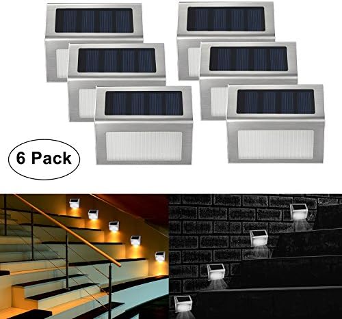 WEBSUN Solar Step Lights, 3 LED Solar Powered Stair Lights Outdoor Lighting for Steps Paths Patio Decks Waterproof 6 Pack