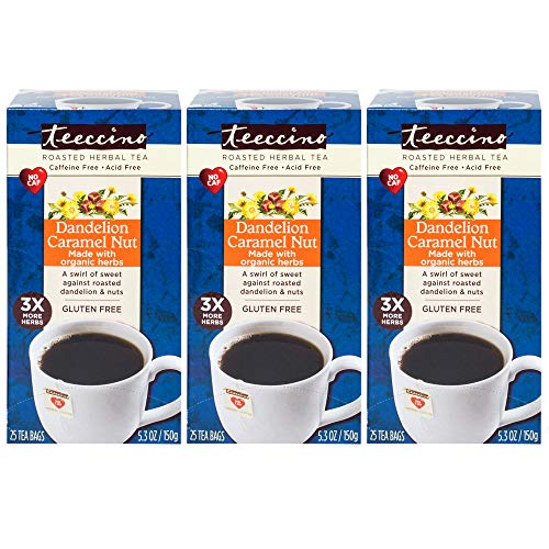 image for Teeccino Dandelion Caramel Nut Chicory Herbal Tea Bags, Gluten Free, C