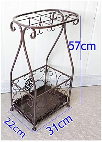 FIY Vintage Fashion Carved Wrought Iron Umbrella Stand Home Hotel Large Capacity Storage Rack (Color : White)