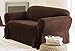 Green Living Group Chezmoi Collection Soft Micro Suede Solid Chocolate Couch/Sofa Cover Slipcover with Elastic Band Under Seat Cushion, Brown