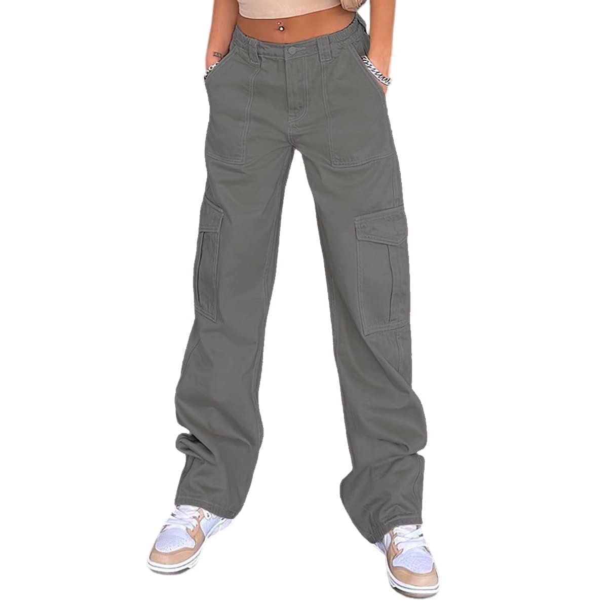 QYANGG High Waist Cargo Pants Women Stretch Baggy