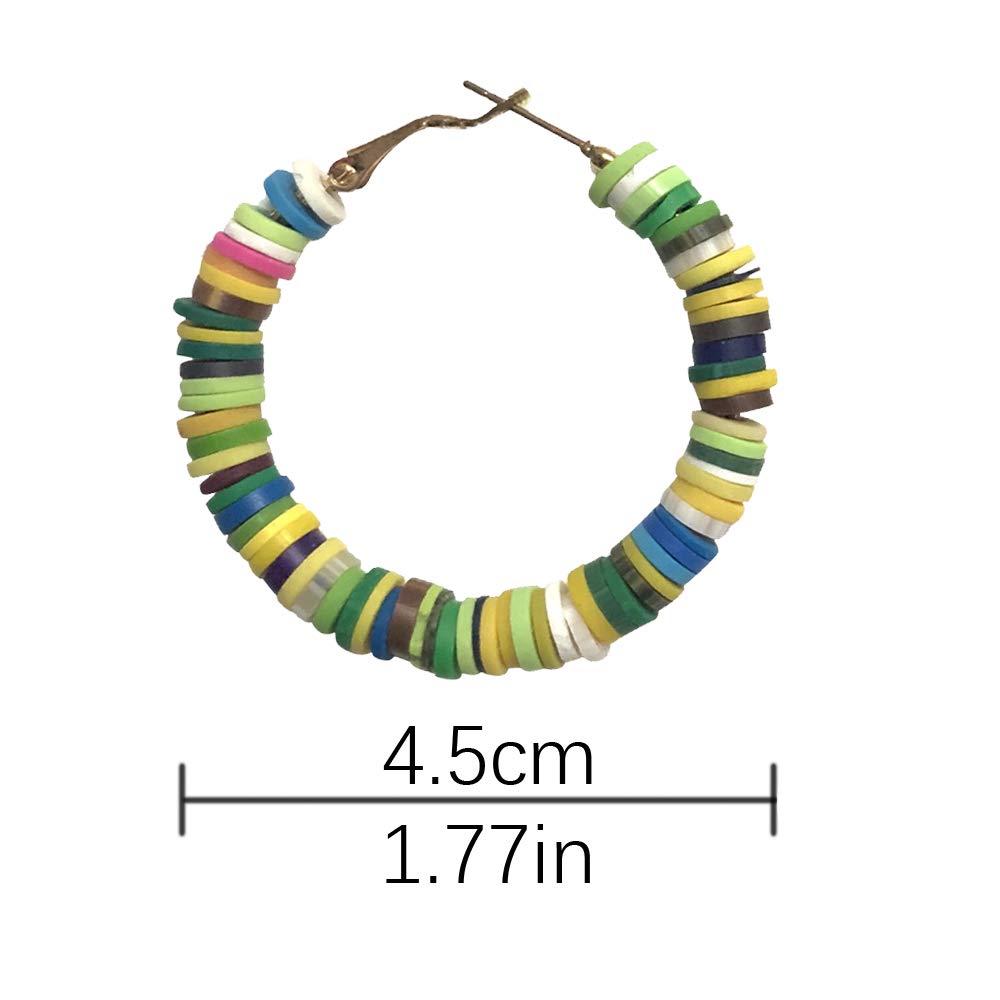 Beaded Hoop Earrings Boho Handmade Multicolor Bead Earrings for Women Girls - KEAAI