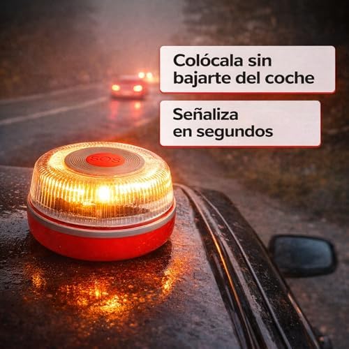 Baliza V16 Homologada DGT con Geolocalizador | Luz de Emergencia Coche Certificada DGT 3.0 | 12 Años Conectividad - V16 Homologada 2026- Compatible con la app SOSCar