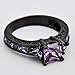 JunXin® European Style Purple Amethyst Two Pieces Black Couple Rings for Women Mens(Women Sz5-10,Men Sz5-12)