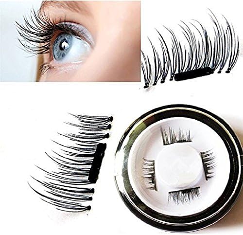4 Pieces False Magnetic Eyelashes, 0.2mm Ultra-thin 3D Fiber for Natural Look, Reusable Perfect for Deep Set Eyes &amp; Round Eyes