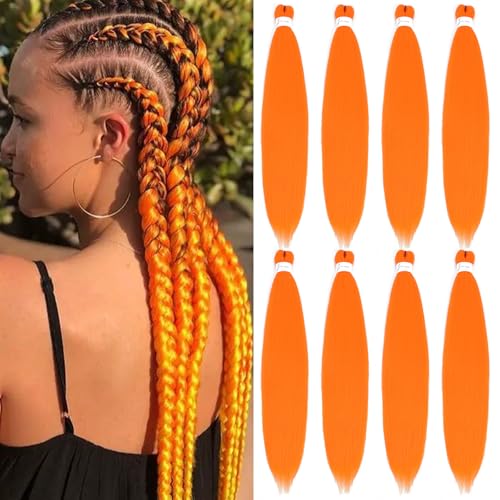 Orange Braiding Hair Pre Stretched