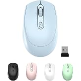 ONE-UP Wireless Mouse, 2.4G, Silent, USB Nano Receiver for Laptop, Chromebook, PC, Mac, Windows and School Work (Blue)
