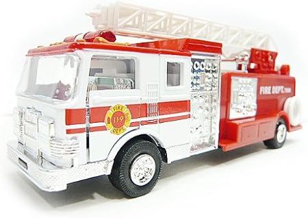 Amazon アメリカン ｕｓａ消防車 救急車両 光って鳴る 700ｂ ポンプ車 白 プルバックカー おもちゃ