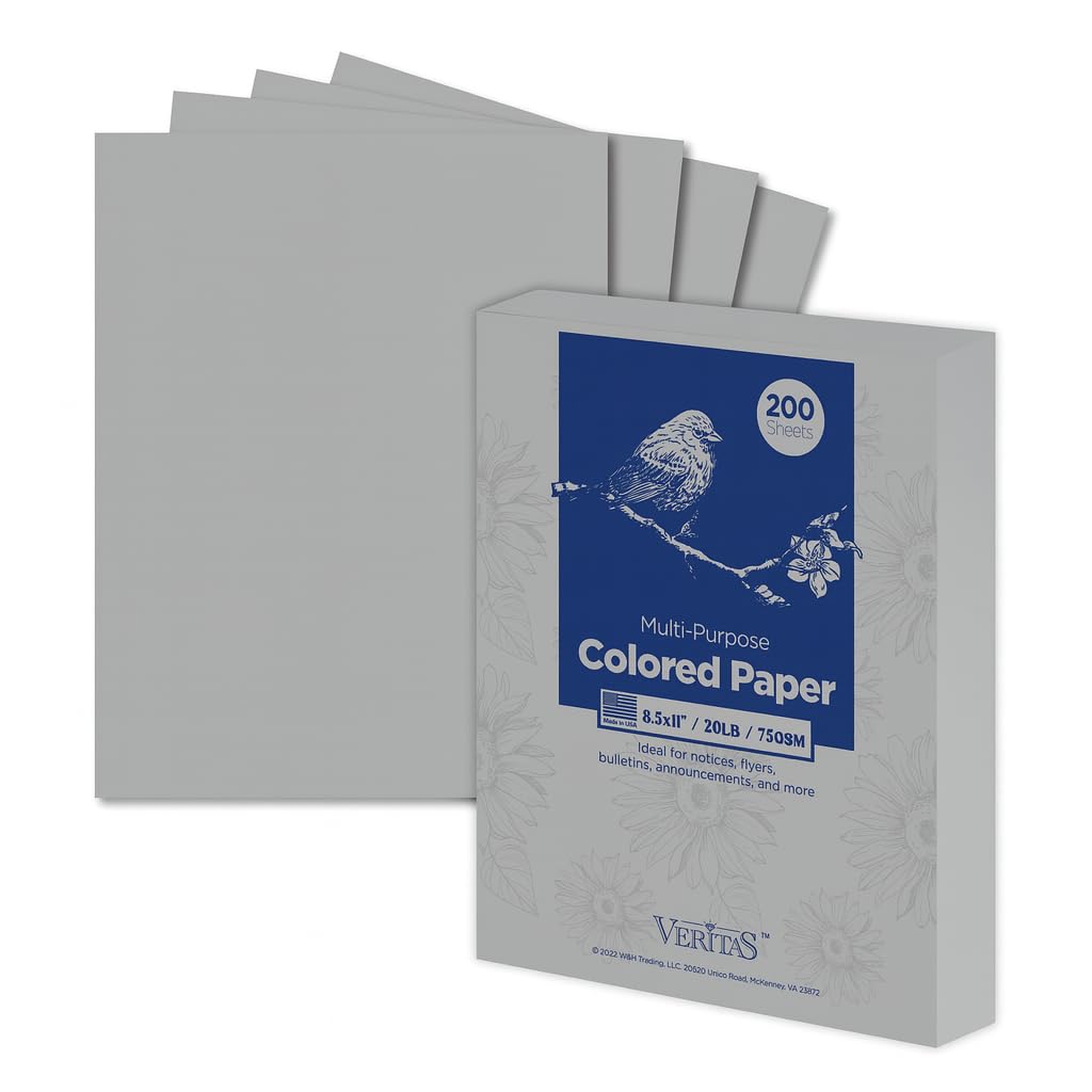 Photo 1 of *INCOMPLETE, USED** WritePads Veritas Colored Copy Paper, Gray Multi-Purpose paper,Colored Printer Paper 8.5” x 11”, 20 lb / 75 GSM,Grey,[Count Unknown] Made in USA