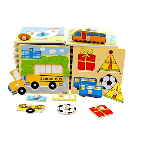 ThinIce Colorful Wooden Puzzle Wooden Educational Toys Preschool Gift for Toddler Baby Children