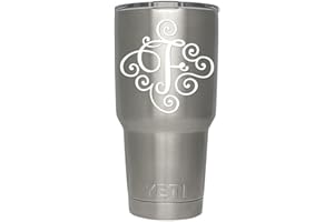 ViaVinyl Monogram die cut decal/sticker. CLICK FOR COLOR/LETTER OPTIONS. AVAILABLE IN FOUR COLORS AND ALL LETTERS A-Z! Great for windows, Yeti and RTIC tumblers, Macbooks and more! (Letter "F", White)