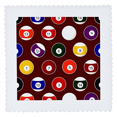 3dRose Burgundy Pool Ball Billiards Pattern - Quilt Square, 12 by 12-Inch (qs_223350_4)