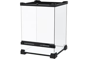 LURMMUE Reptile Terrarium 8"x8"x12" Mini, Front-Opening Glass Tank with Mesh Lid & Lock, 360° Glass Enclosure for Small Reptiles, Frogs, Tarantulas, Jumping Spiders & Geckos