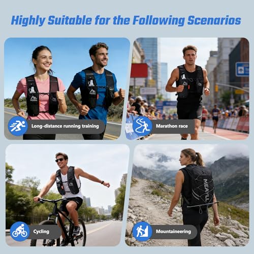 Running Vest Women & Men, Hydration Vest with 500ml TPU Water Bottle, Lightweight Comfortable Running Backpack, 7L Capacity Fits 2L Bladder for Trail Running Cycling Hiking Marathons
