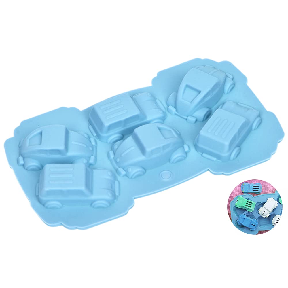 6 Cavities Car Shape Silicone Mould for Muffins, Cakes, Bread, Chocolate, Jelly, Candy, Soap (1 Piece)