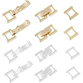 SUPERFINDINGS 20Pcs 2 Colors Brass Fold Over Clasps Extender 0.67x0.3 inch Golden & Silver Brass Closure End Claps Foldover Extension Clasp Set for Bracelet Necklace Replacement Jewelry Making
