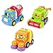 Friction Powered Cars Construction Vehicle Toys for Baby Toddlers Over 18 Months, Mixer Truck, Sweeper Truck, Harvester Truck, Push Forward and Running Toys Early Educational Cartoon Set of 3