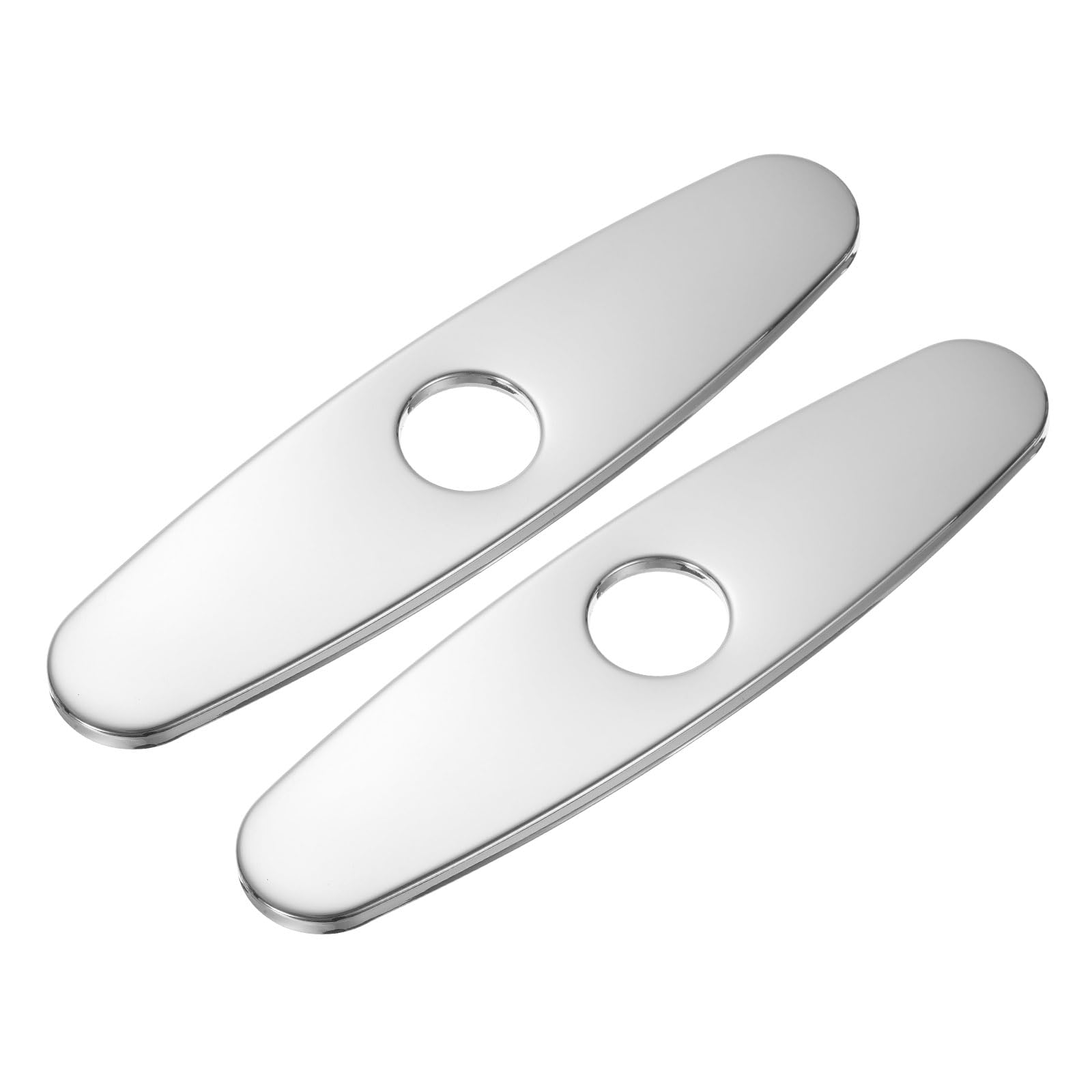 uxcell 2pcs 10 Inch Hole Cover Deck Plate Escutcheon, Stainless Steel Sink Cover Plate for Bathroom or Kitchen Sink Faucet, Oval Silver