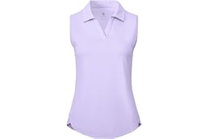 BGOWATU Women's Sleeveless Golf Polo Shirts Collared V Neck Tennis Tank Tops UPF 50+ Quick Dry Lightweight